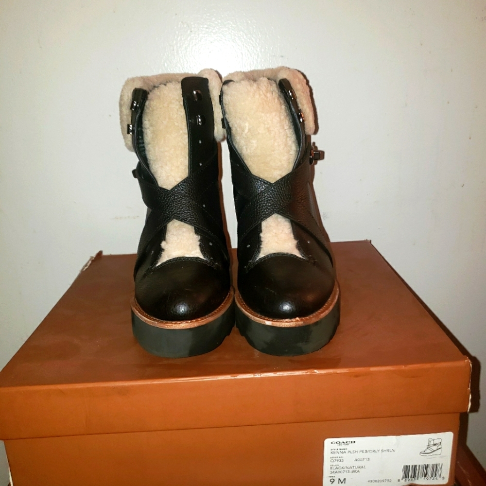 Coach Wedge Heel Shearling Booties